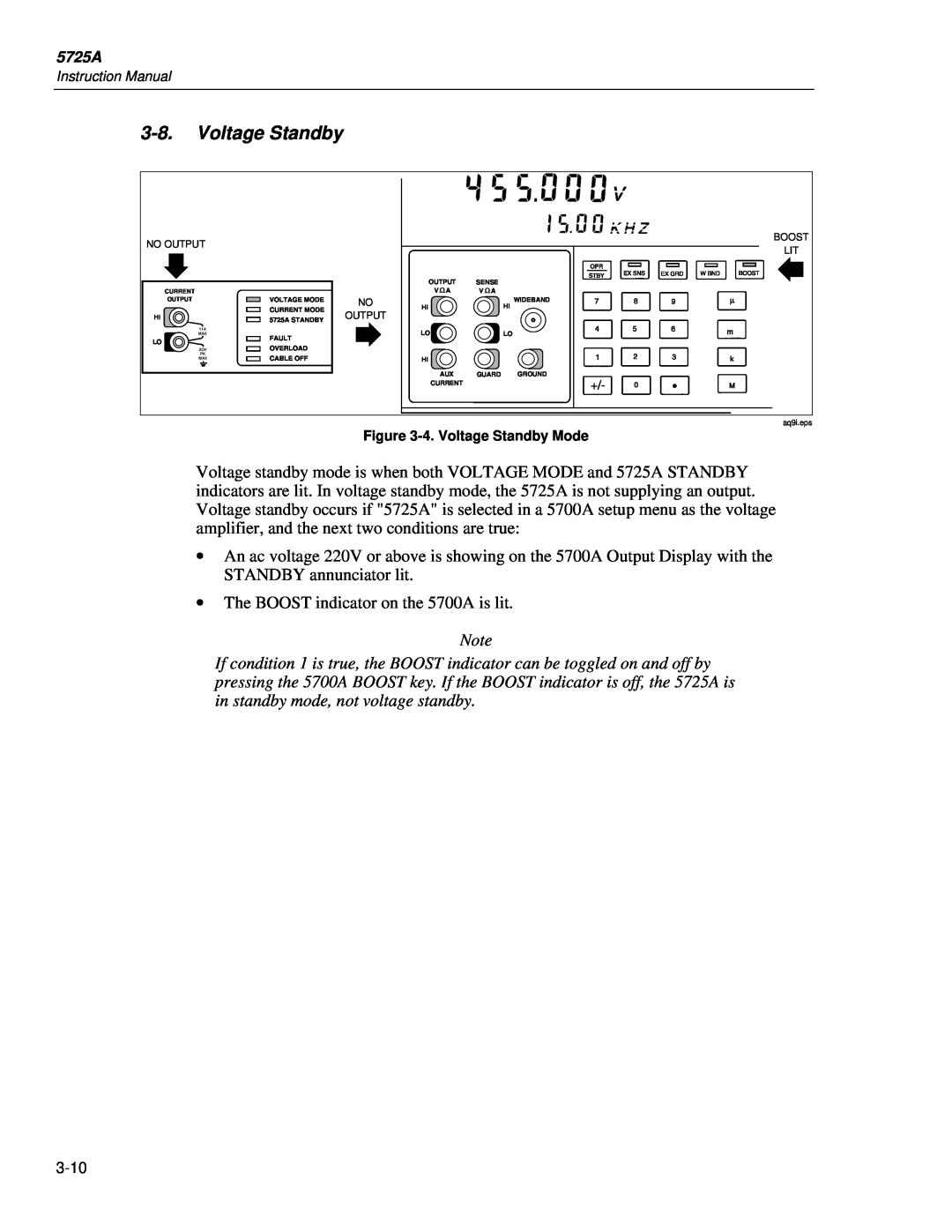 Fluke 5725A instruction manual Voltage Standby 