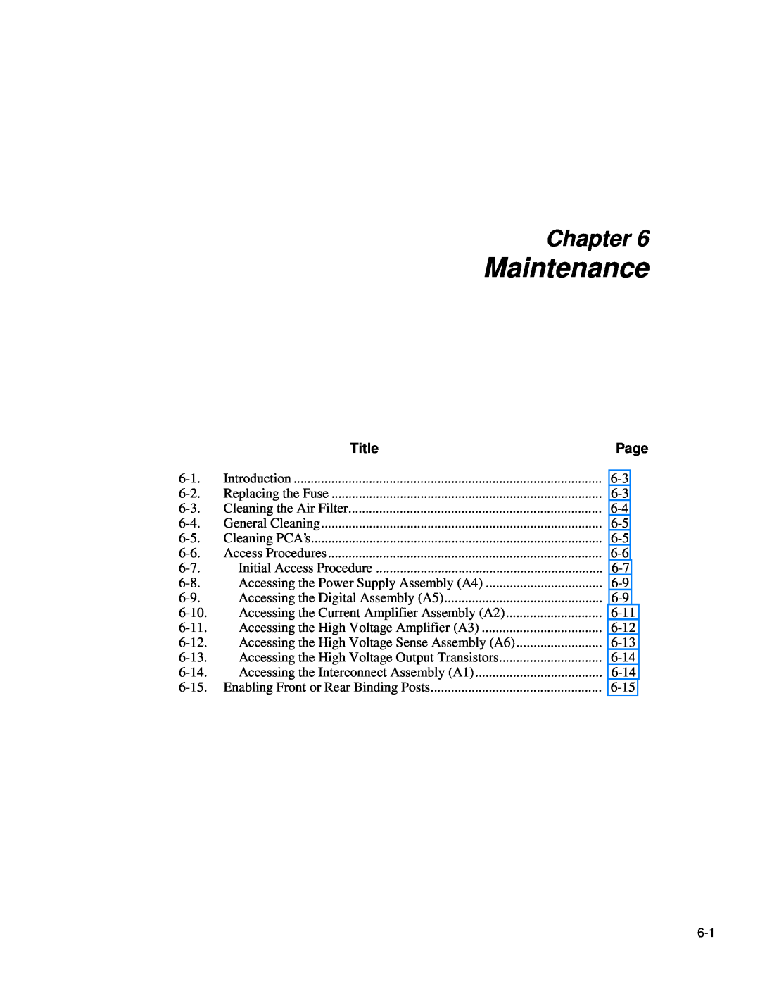 Fluke 5725A instruction manual Maintenance, Chapter 