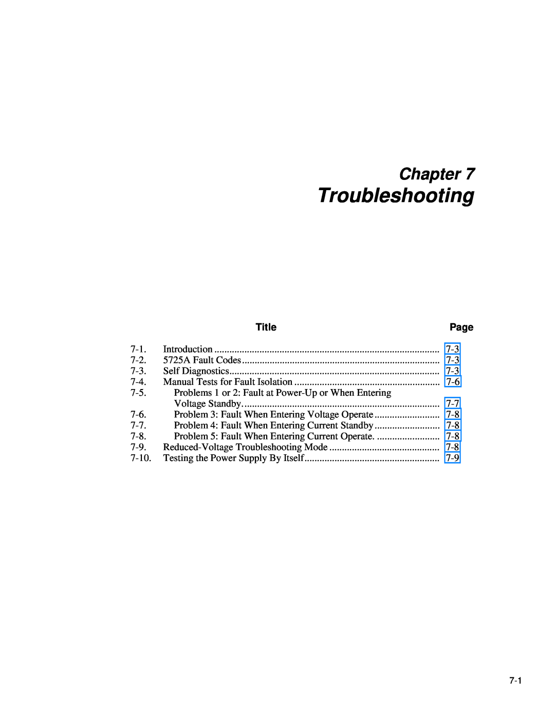 Fluke 5725A instruction manual Troubleshooting, Chapter 