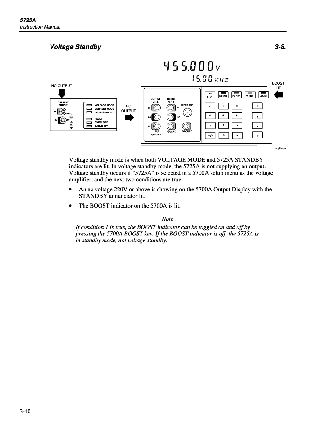 Fluke 5725A instruction manual Voltage Standby 