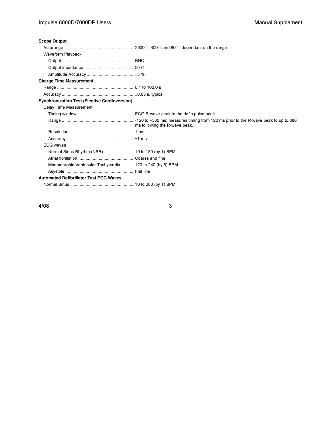 Fluke 7000DP, 6000D manual Scope Output, Charge Time Measurement, Automated Defibrillator Test ECG Waves 