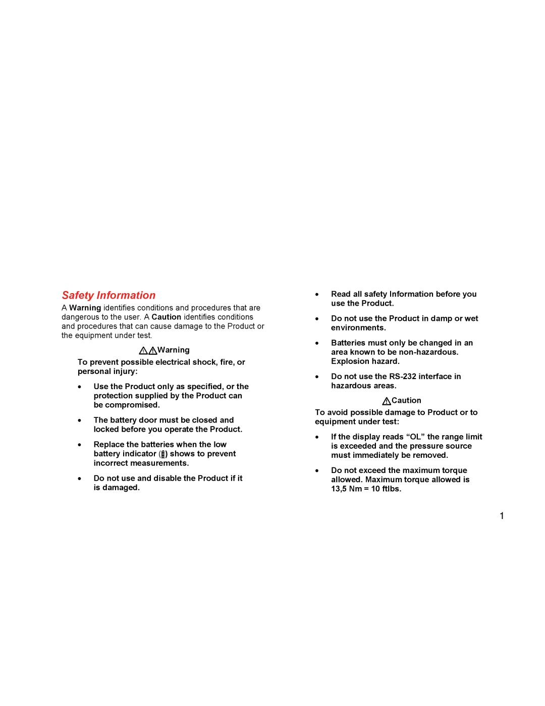 Fluke 700G manual Safety Information 