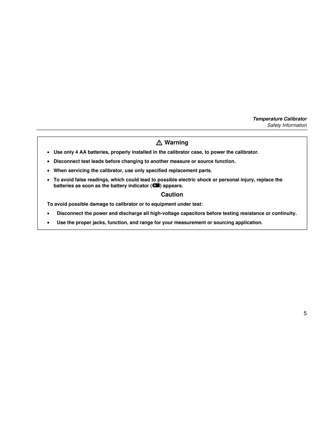 Fluke 724 user manual Safety Information 