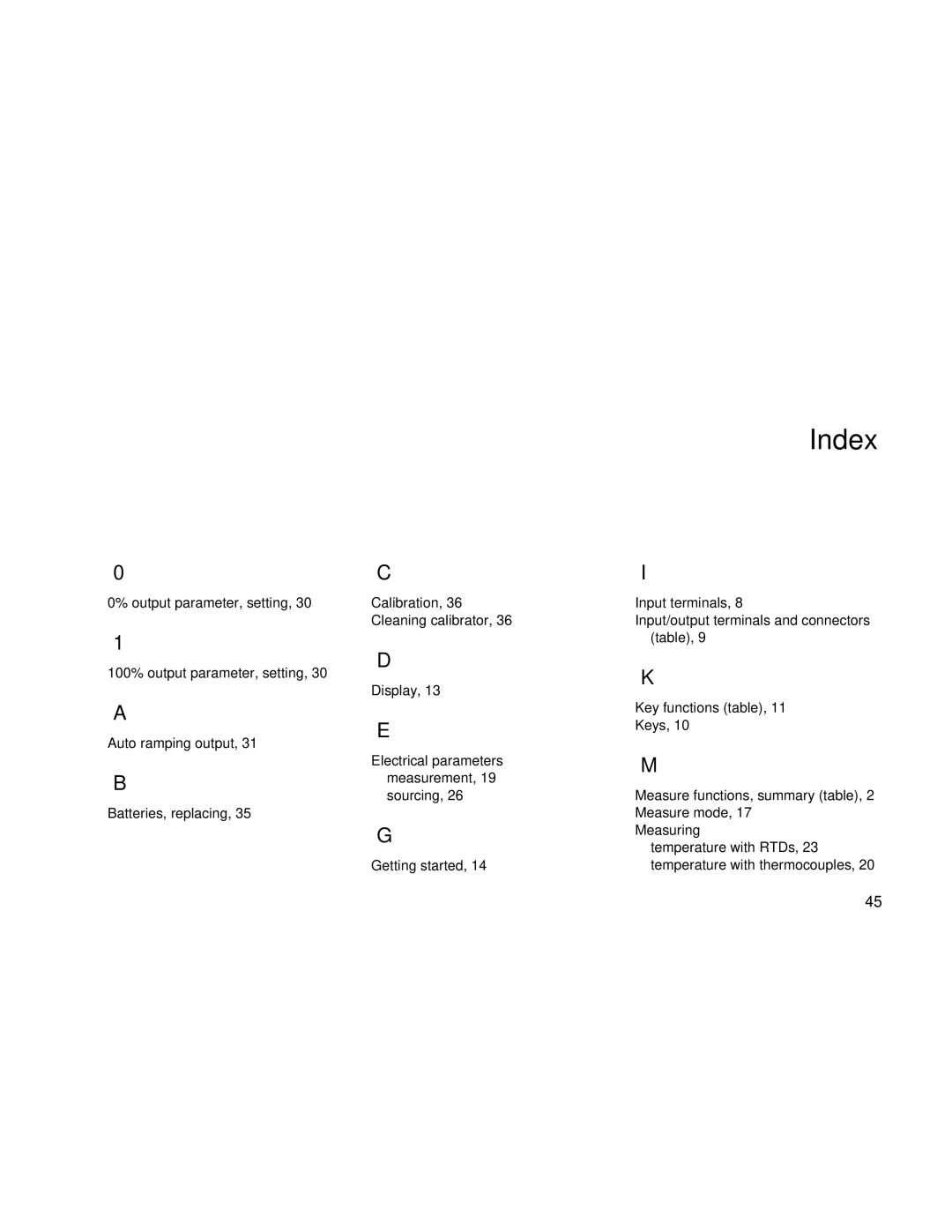 Fluke 724 user manual Index 