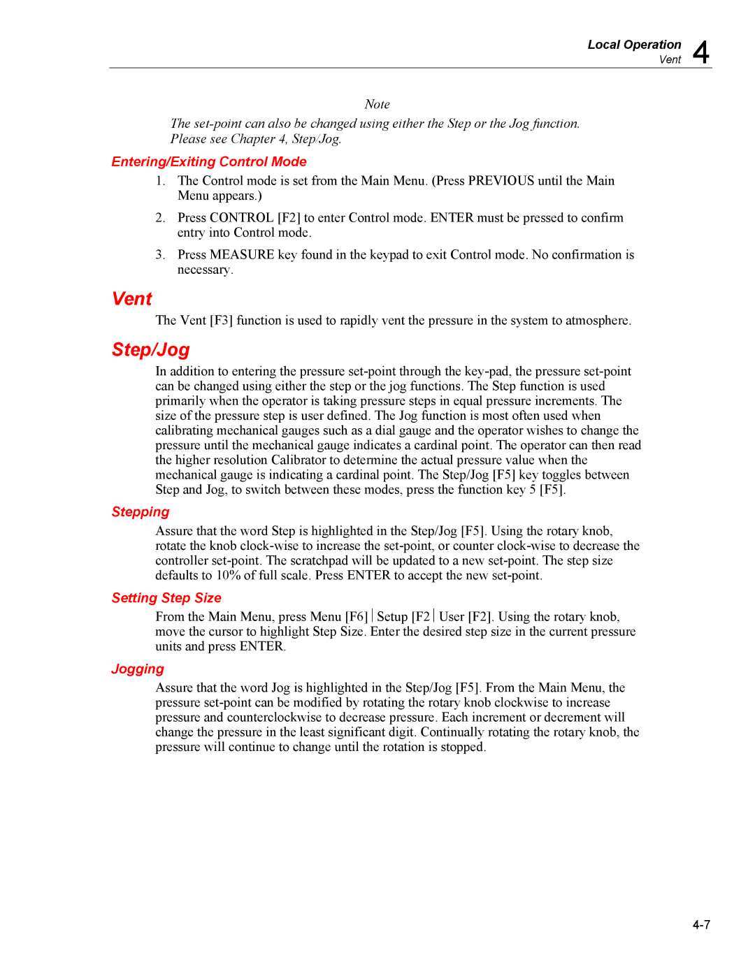 Fluke 7350 specifications Vent, Step/Jog 