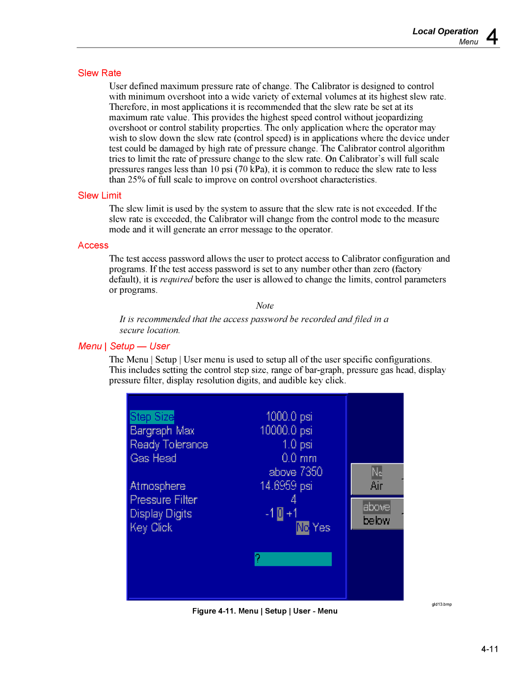 Fluke 7350 specifications Slew Rate, Slew Limit, Access, Menu Setup User 