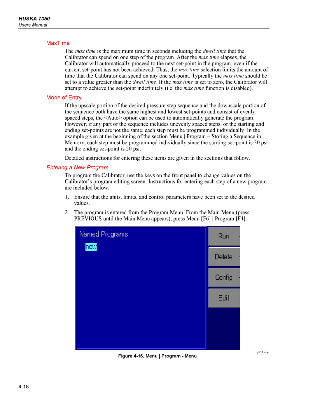 Fluke 7350 specifications MaxTime, Mode of Entry, Entering a New Program 