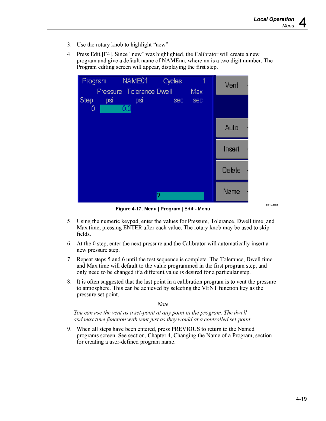 Fluke 7350 specifications Menu Program Edit Menu 