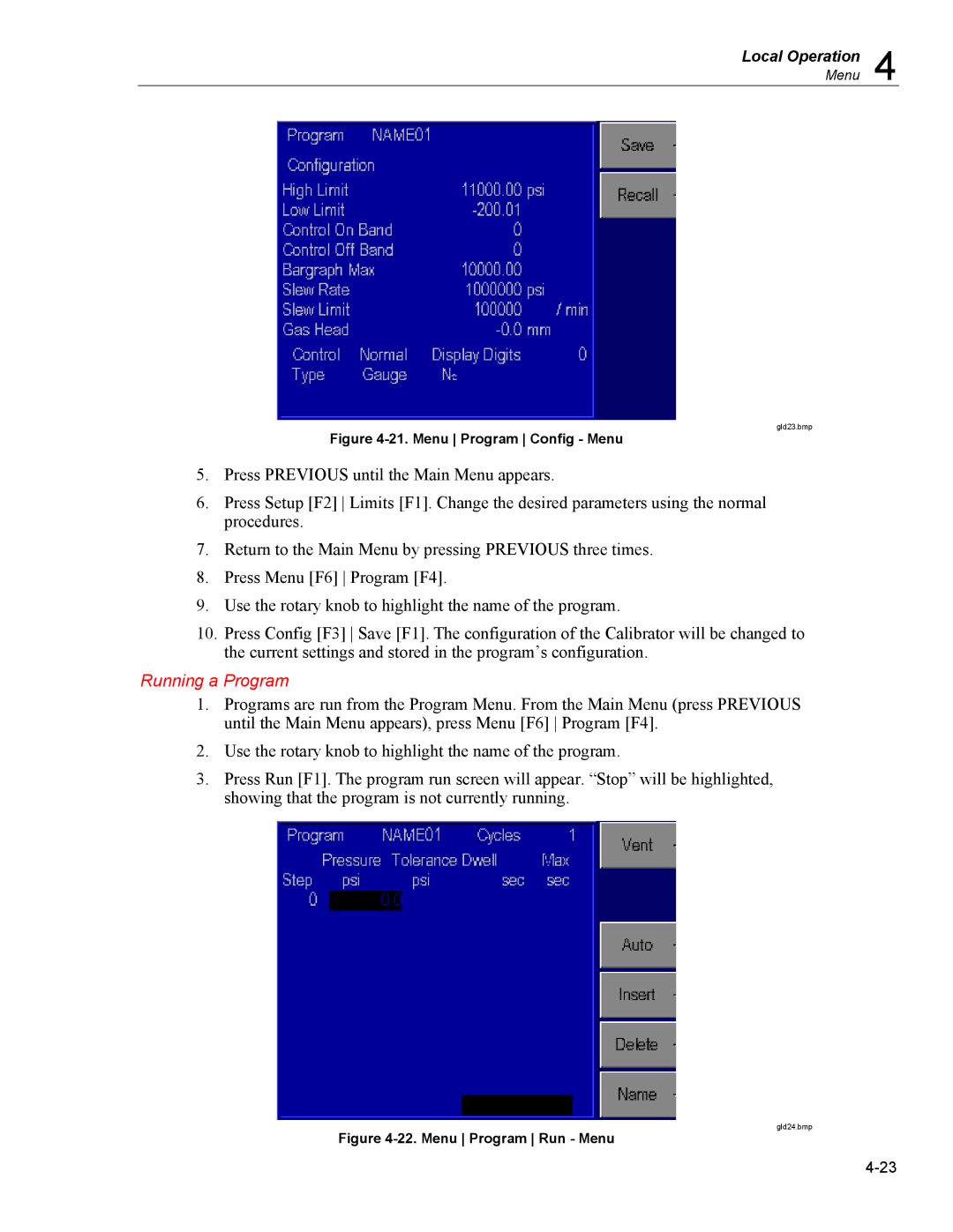 Fluke 7350 specifications Running a Program, Menu Program Config Menu 