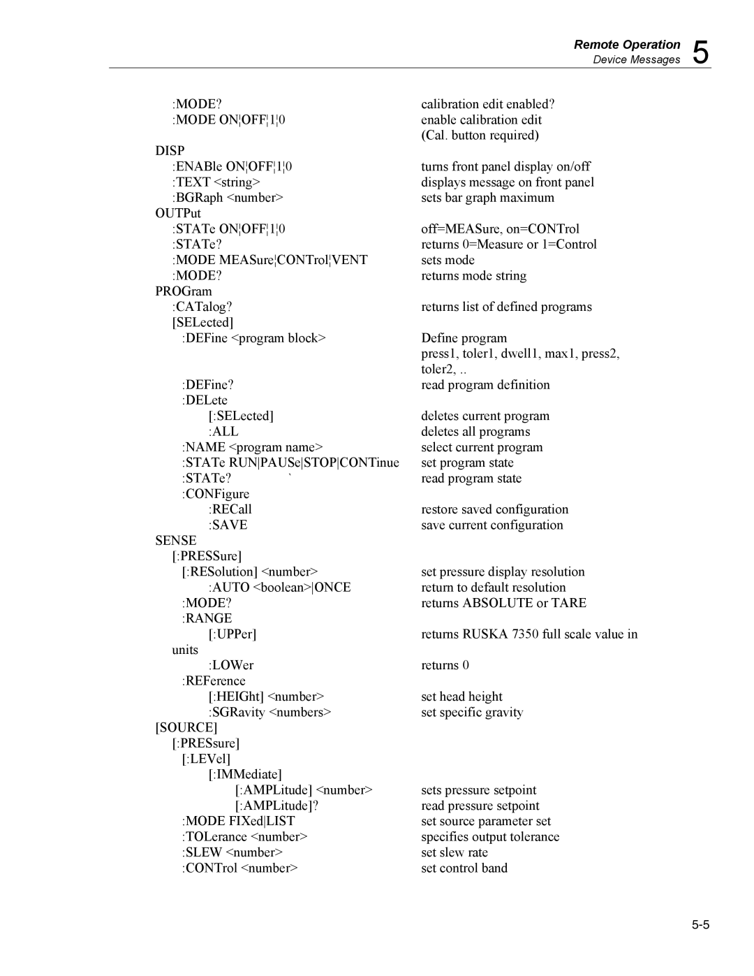 Fluke 7350 specifications Mode? 