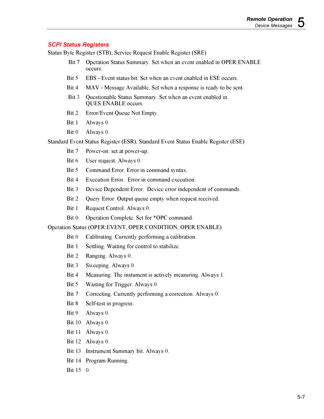 Fluke 7350 specifications Scpi Status Registers 