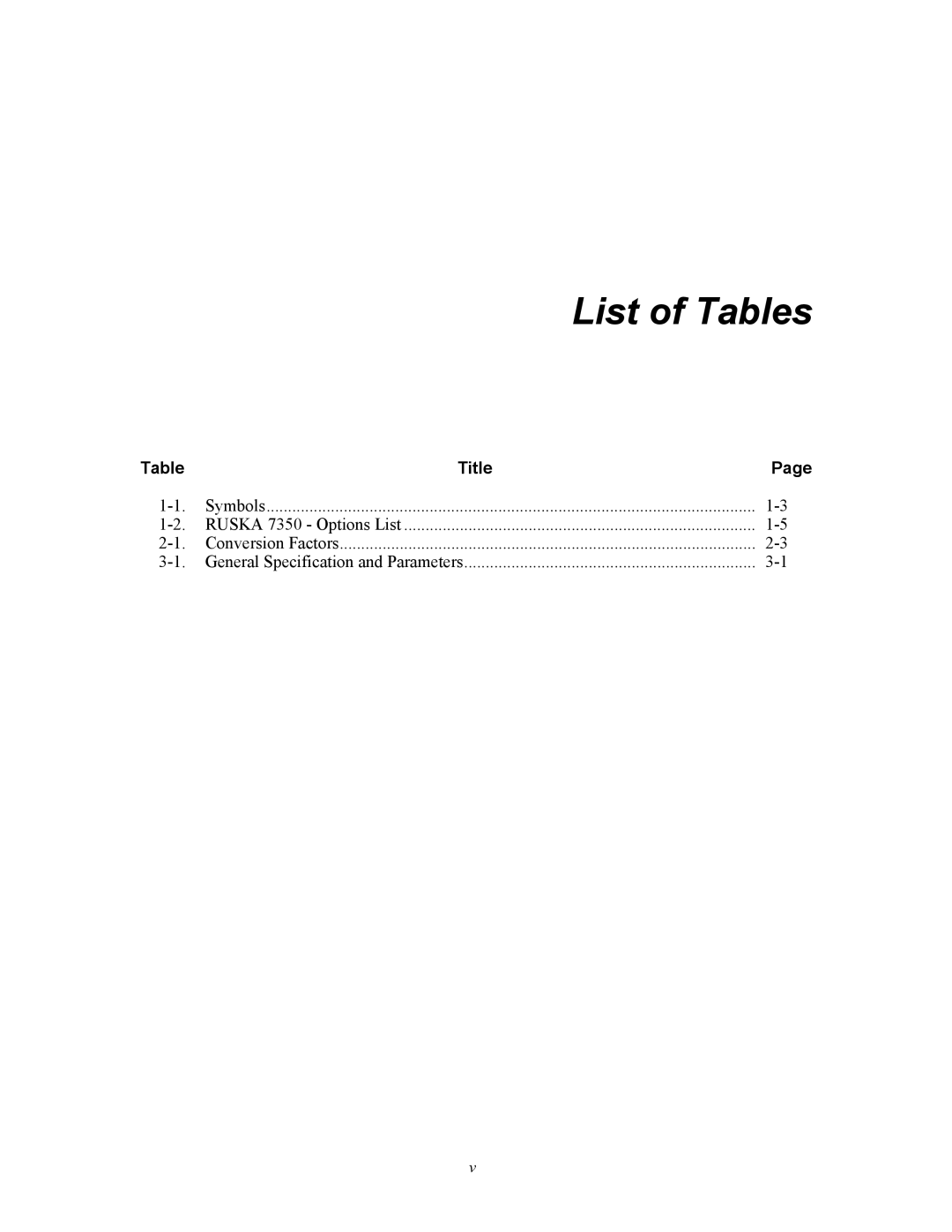 Fluke 7350 specifications List of Tables 