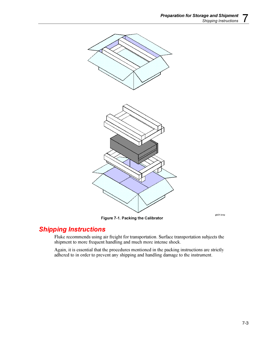 Fluke 7350 specifications Shipping Instructions, Packing the Calibrator 
