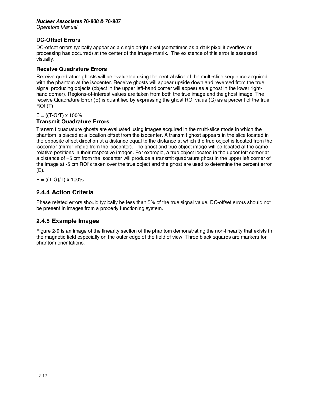 Fluke 76-908, 76-907 user manual Action Criteria, DC-Offset Errors 