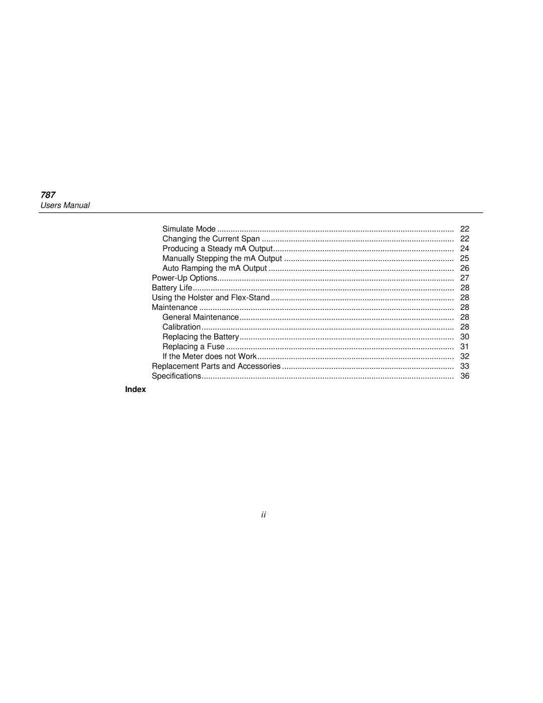 Fluke 787 user manual Index 