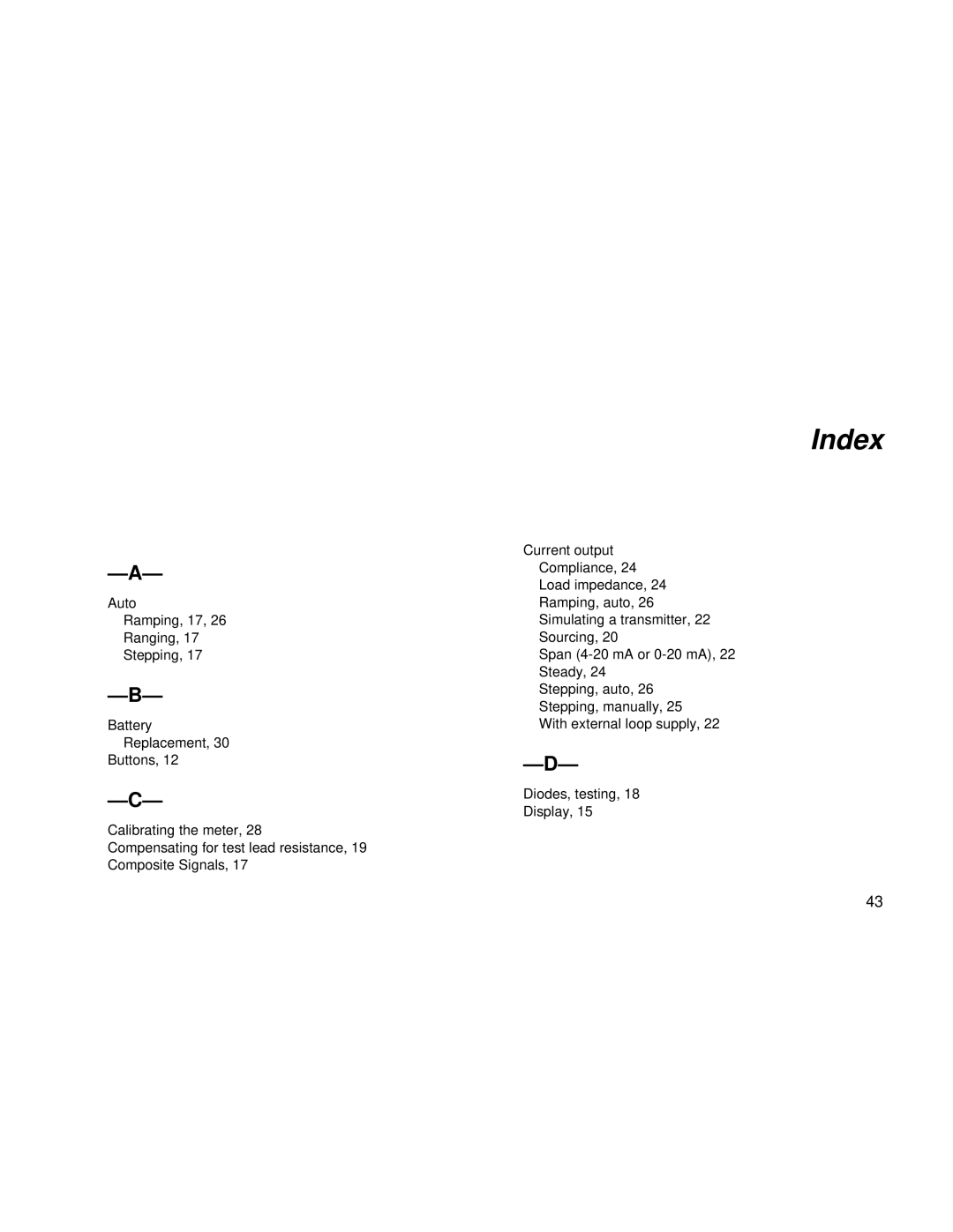 Fluke 787 user manual Index 