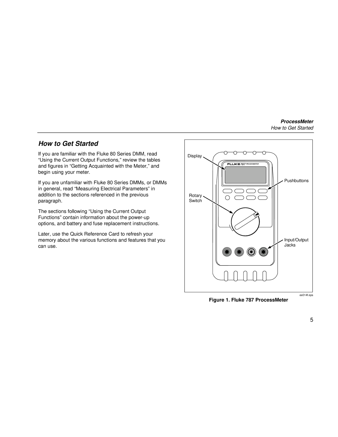 Fluke user manual How to Get Started, Fluke 787 ProcessMeter 