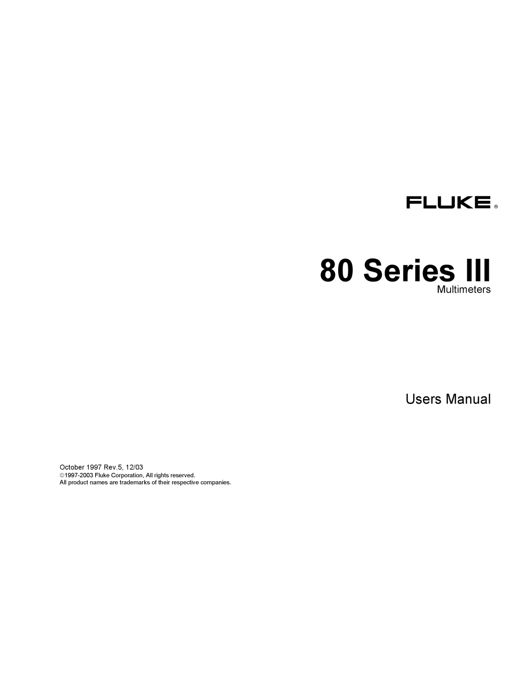 Fluke 80 Series III user manual 