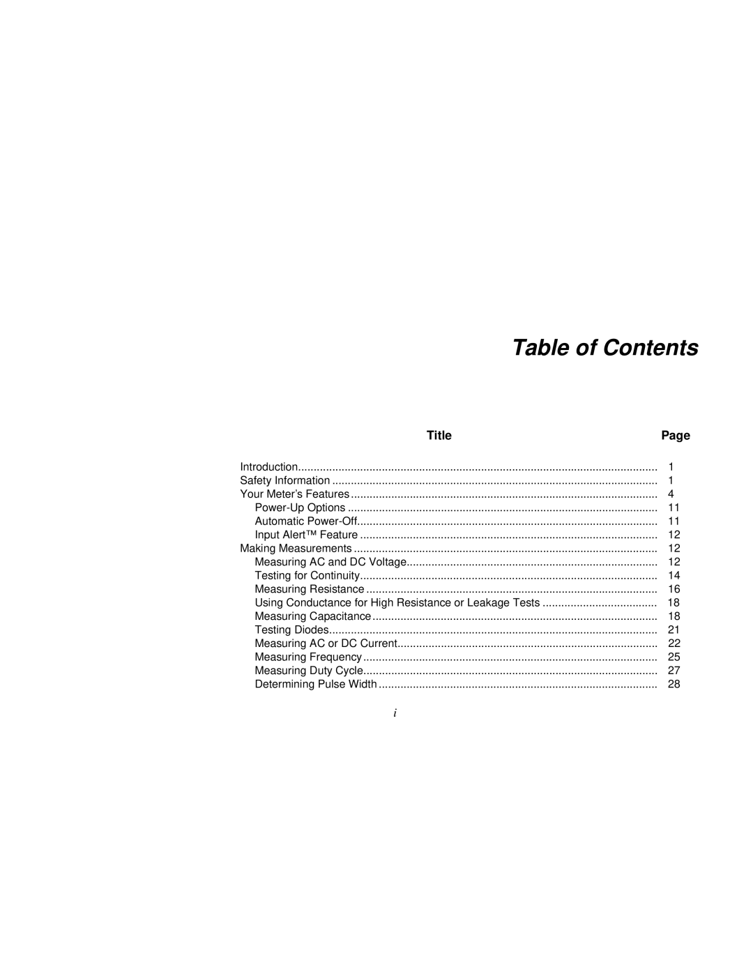 Fluke 80 Series III user manual Table of Contents 