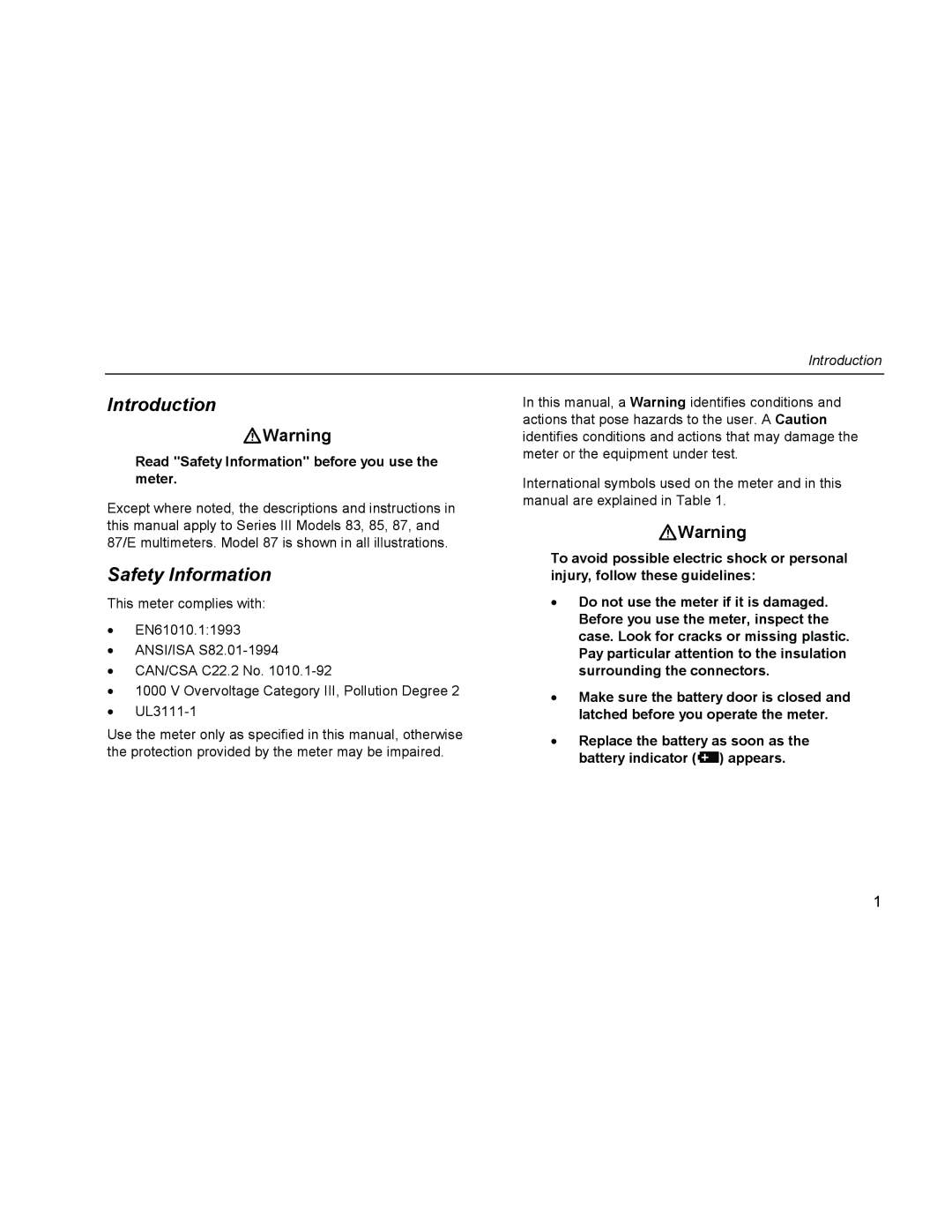 Fluke 80 Series III user manual Introduction 