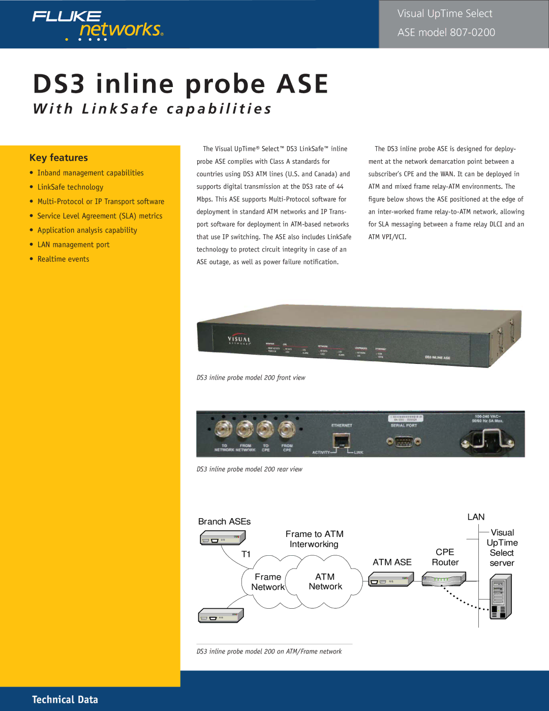 Fluke 807-0115 manual DS3 inline probe ASE 