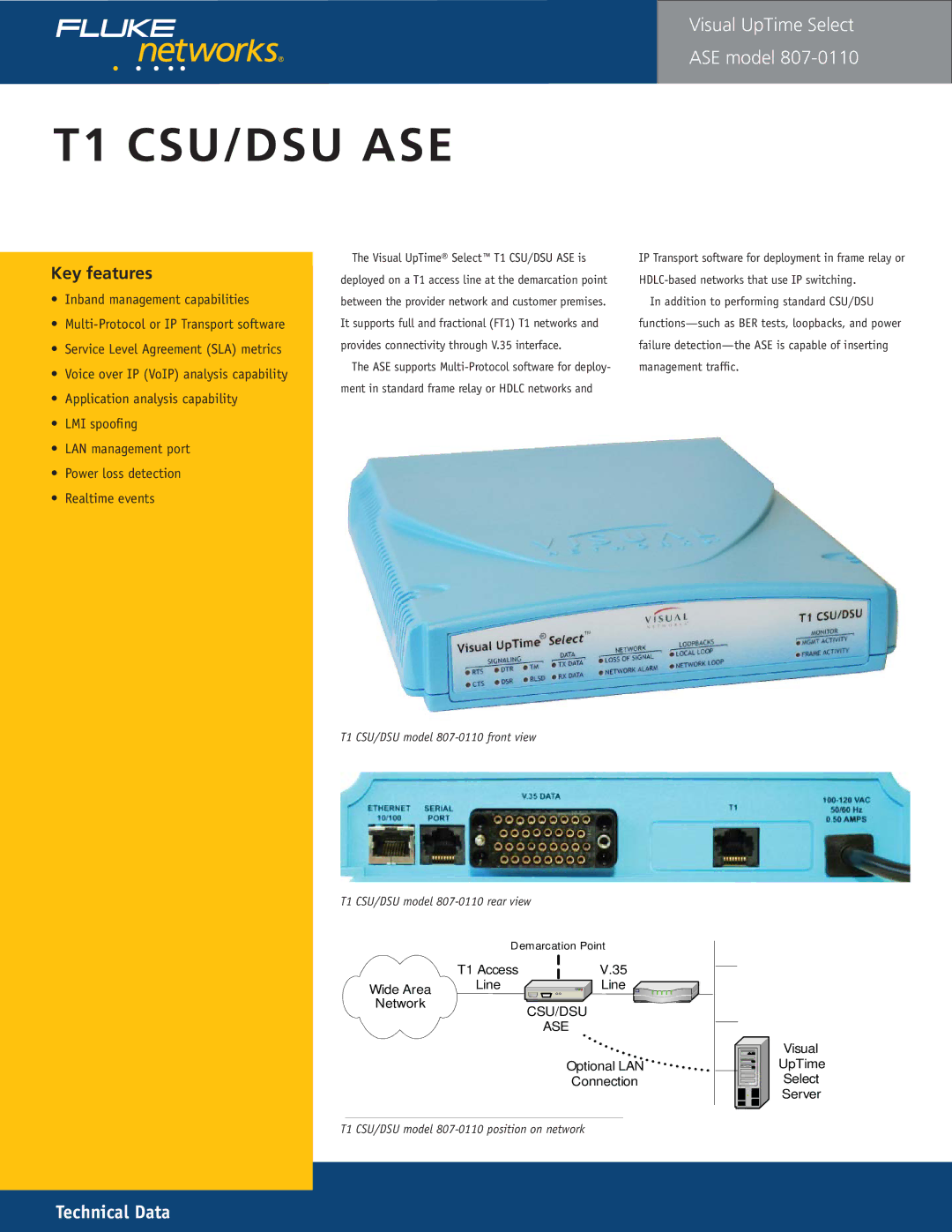 Fluke 807-0115 manual T1 CSU/DSU model 807-0110 position on network 