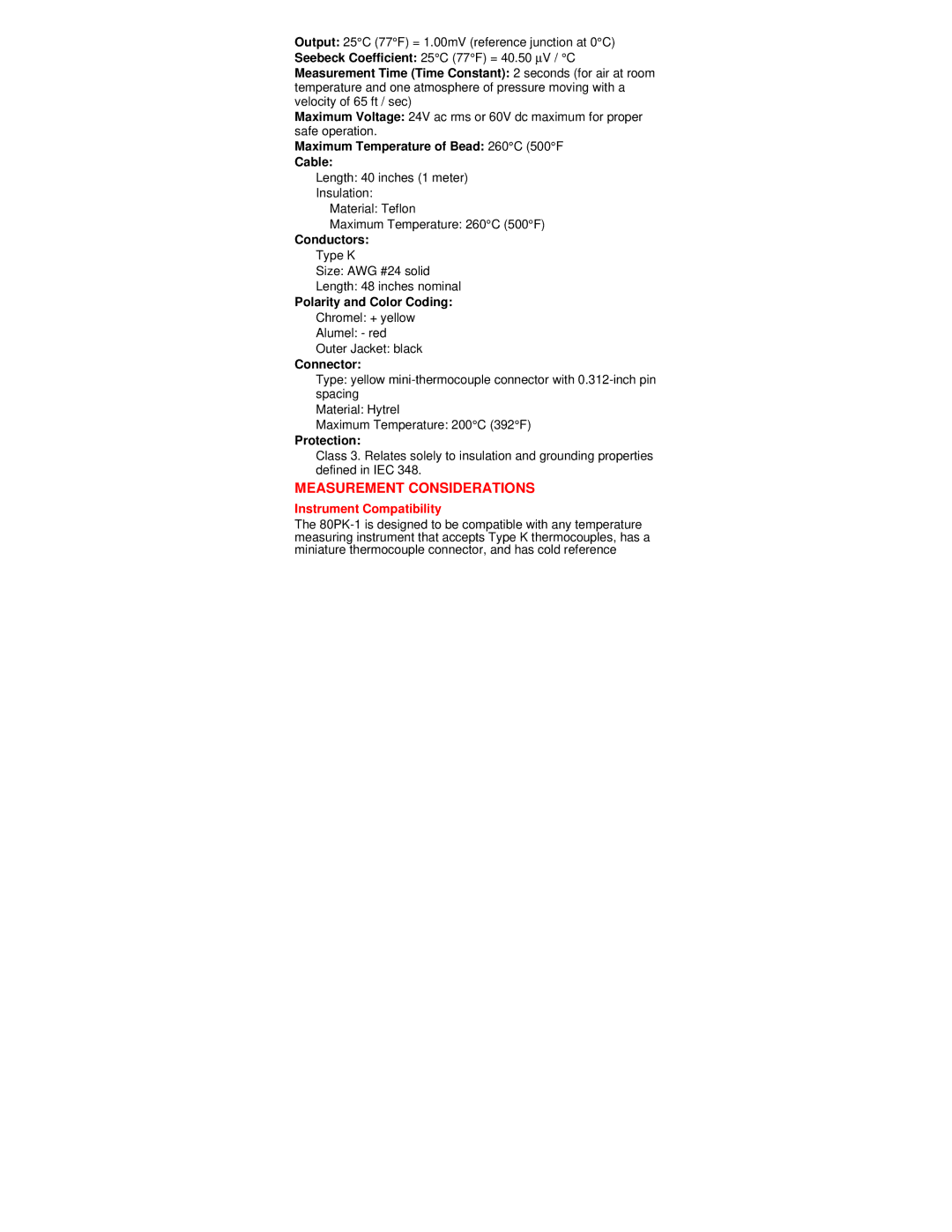 Fluke 80PK-1 instruction sheet Measurement Considerations, Instrument Compatibility 