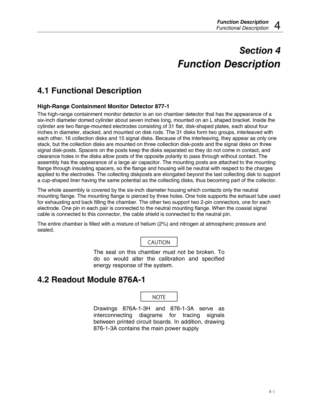 Fluke 875 manual Function Description, Functional Description, Readout Module 876A-1 