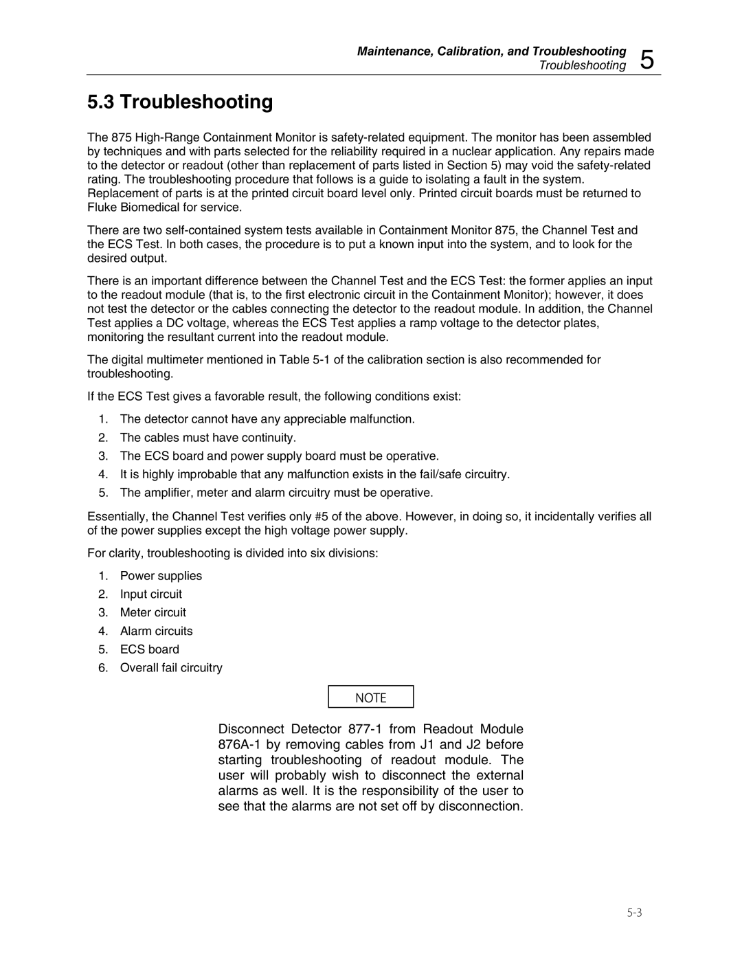 Fluke 875 manual Troubleshooting 