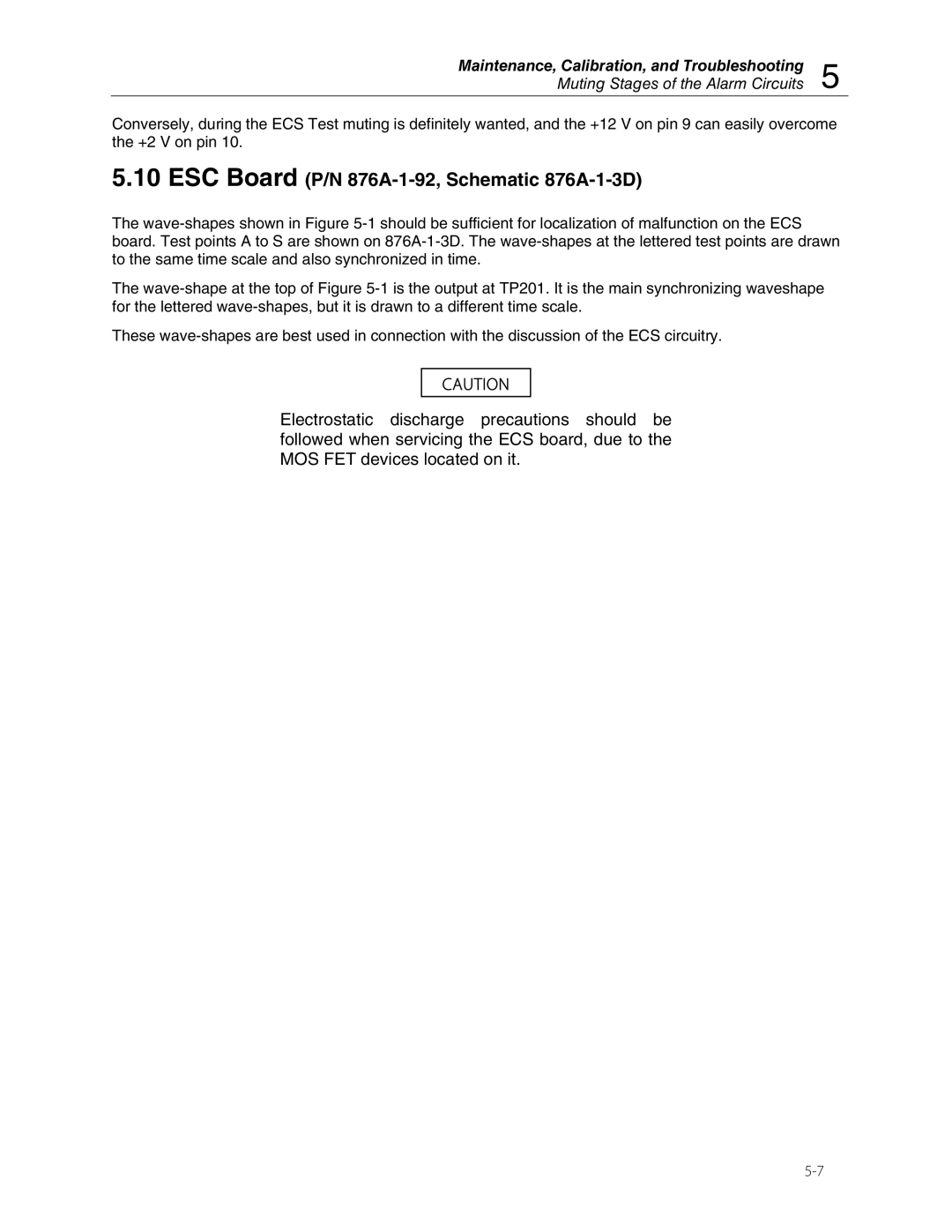 Fluke 875 manual ESC Board P/N 876A-1-92, Schematic 876A-1-3D 