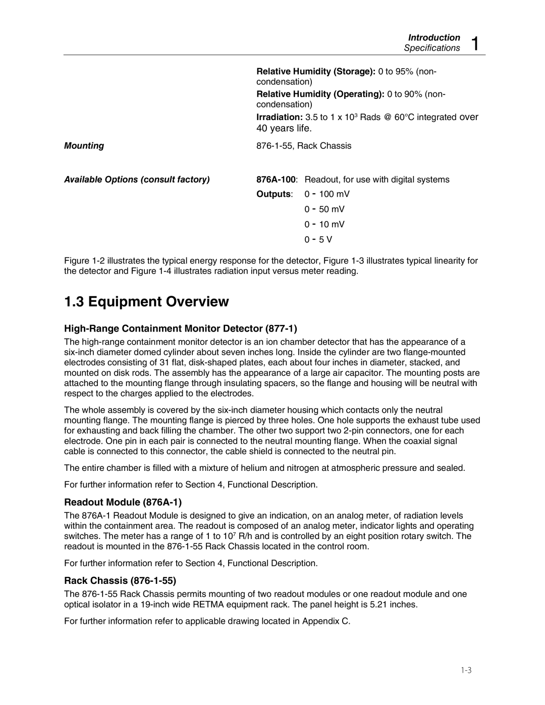 Fluke 875 manual Equipment Overview, High-Range Containment Monitor Detector, Rack Chassis 