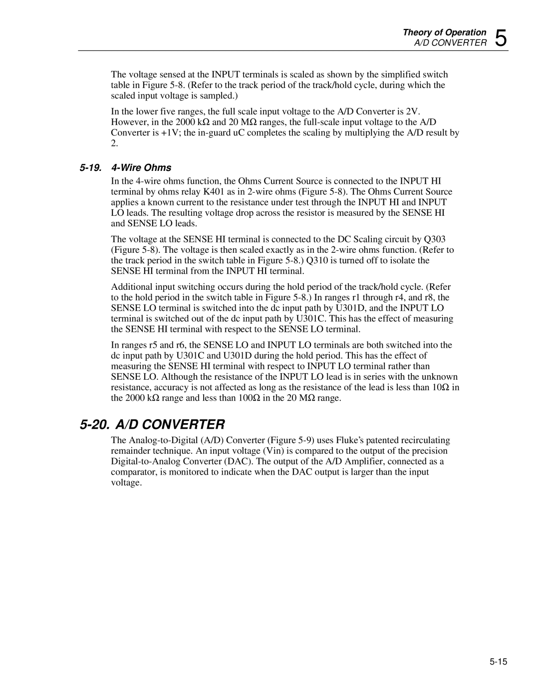 Fluke 8842a instruction manual 20. A/D Converter 