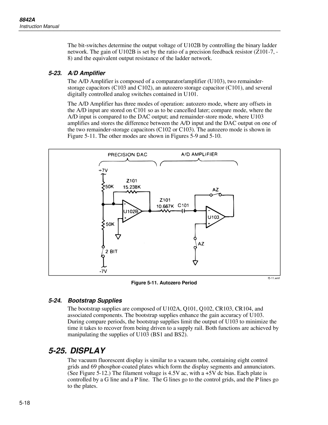 Fluke 8842a instruction manual Display, 23. A/D Amplifier, Bootstrap Supplies 