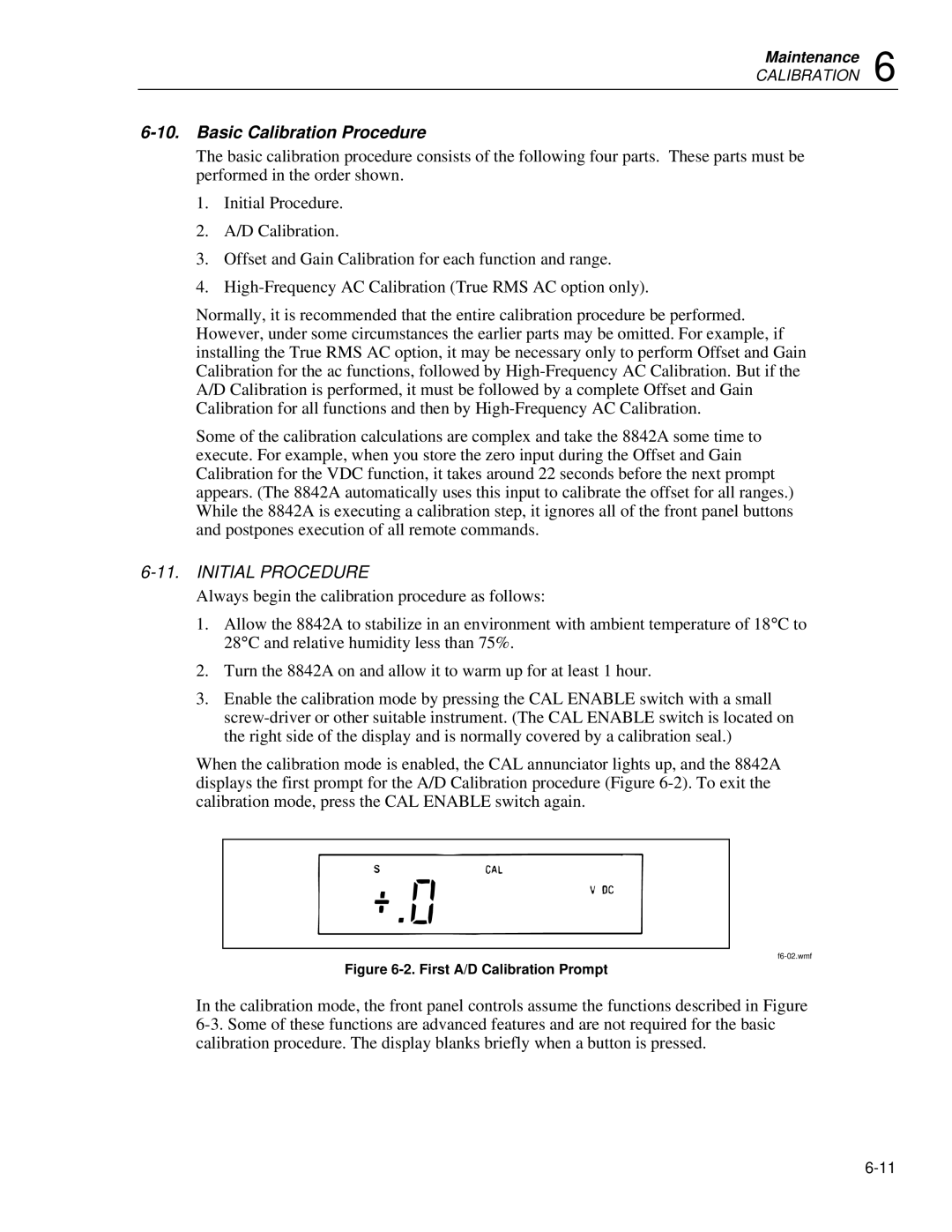 Fluke 8842a instruction manual Basic Calibration Procedure, Initial Procedure 