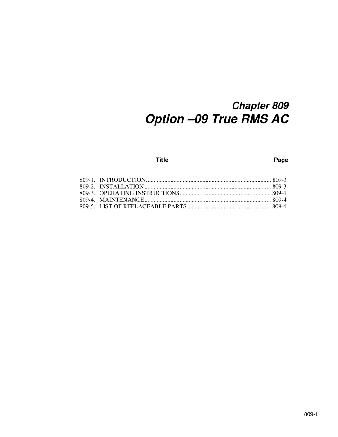 Fluke 8842a instruction manual Option -09 True RMS AC 