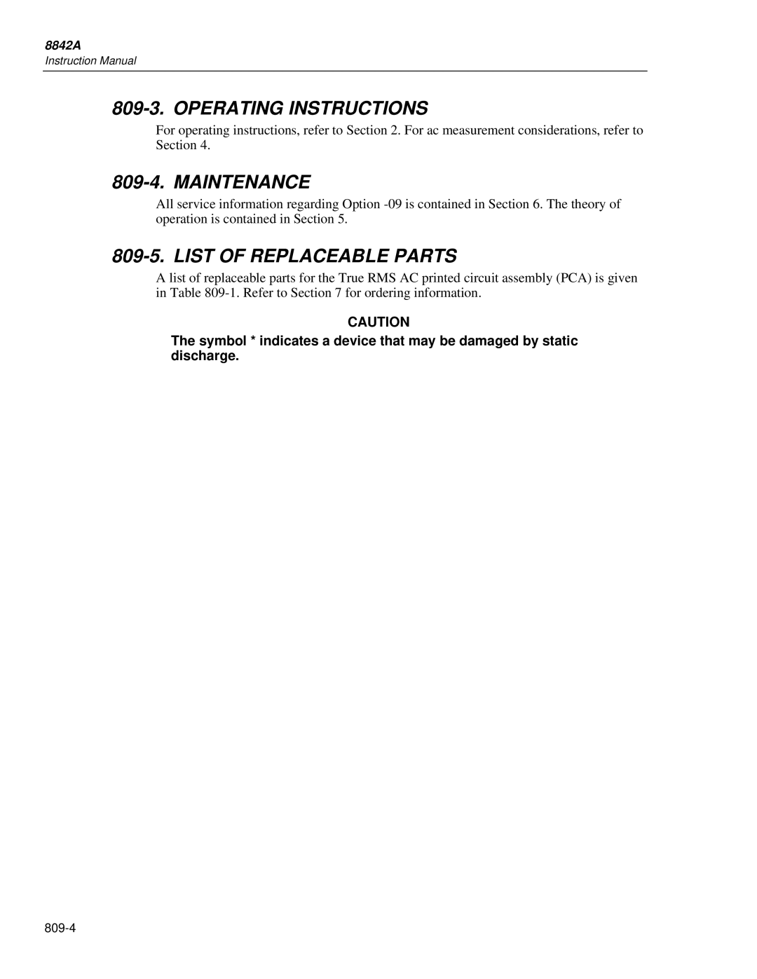 Fluke 8842a instruction manual Operating Instructions, Maintenance 