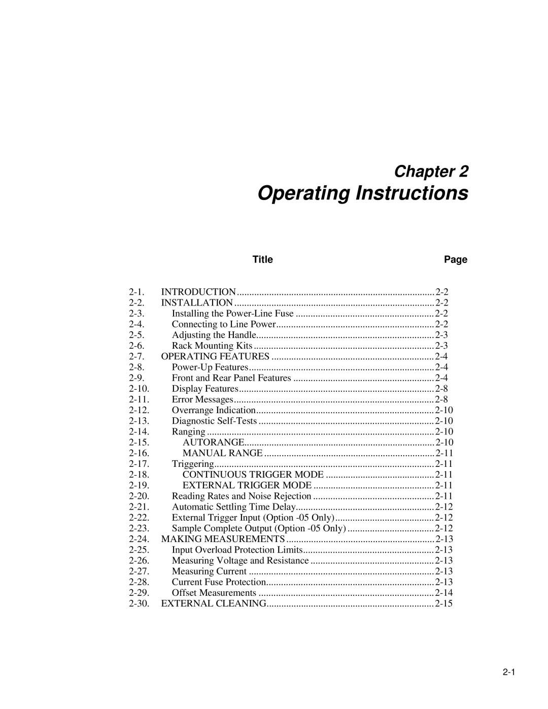 Fluke 8842a instruction manual Operating Instructions 