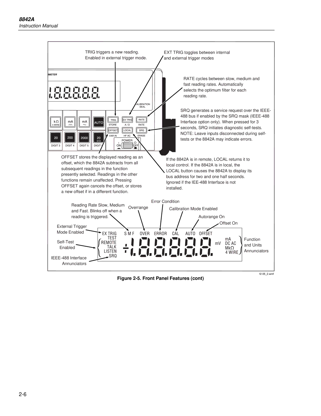 Fluke 8842a instruction manual Local button causes the 8842A to display its 