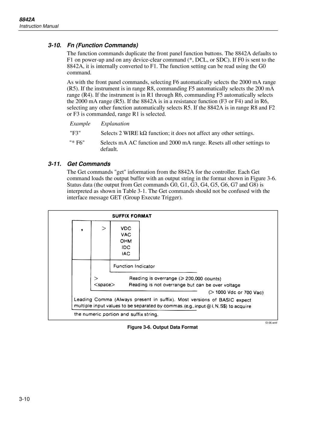 Fluke 8842a instruction manual Fn Function Commands, Get Commands 