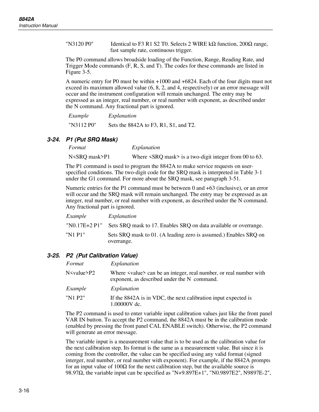 Fluke 8842a instruction manual 24. P1 Put SRQ Mask, 25. P2 Put Calibration Value 