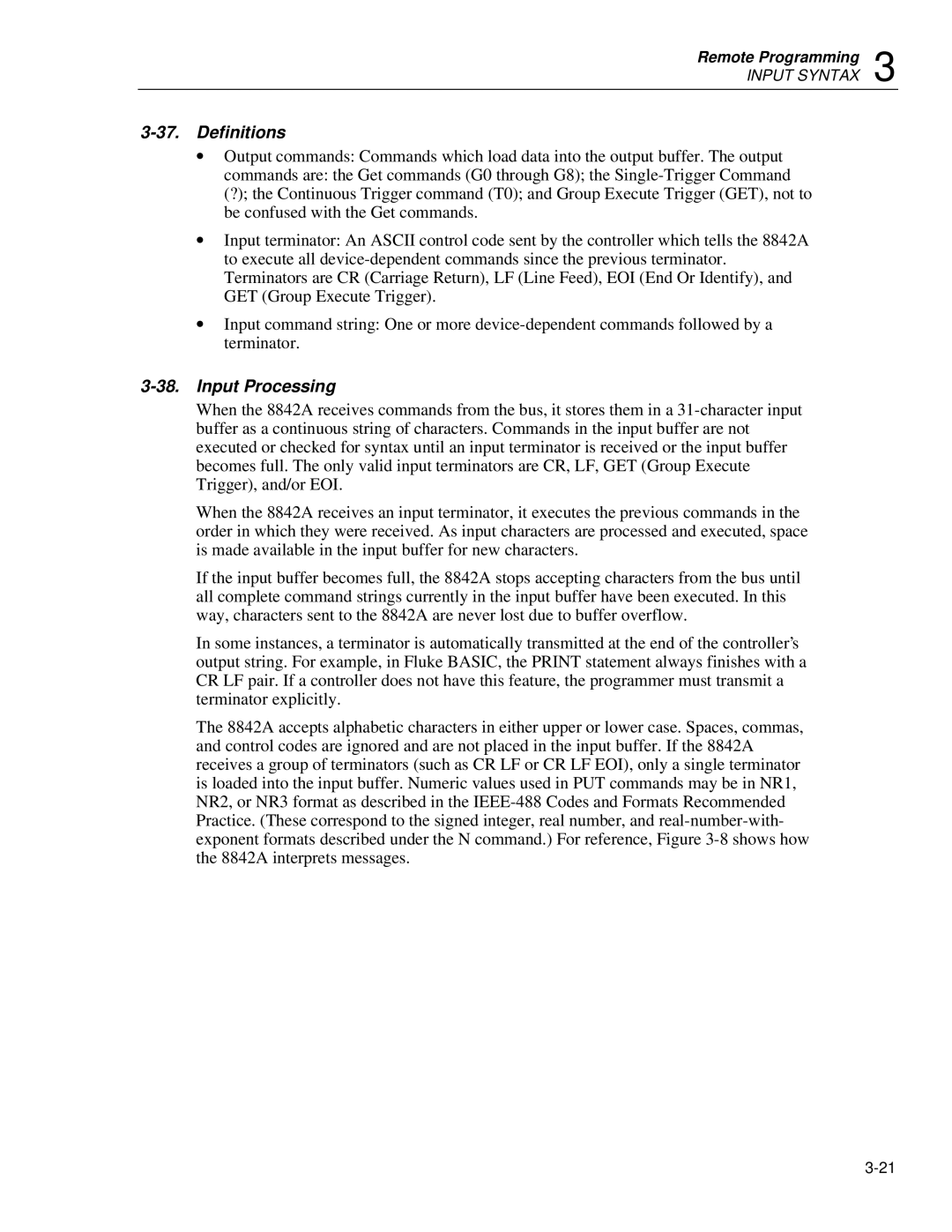 Fluke 8842a instruction manual Definitions, Input Processing 