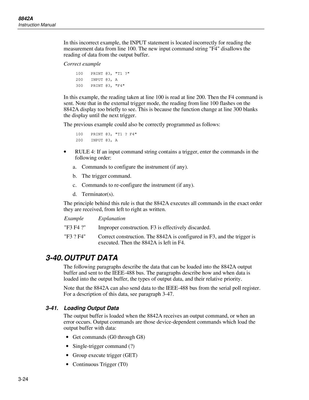 Fluke 8842a instruction manual Loading Output Data 