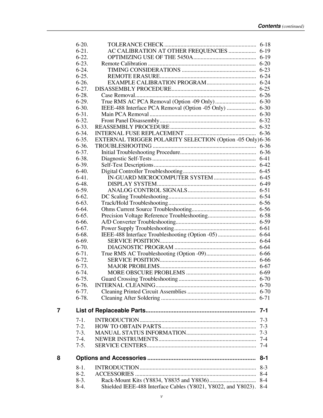 Fluke 8842a instruction manual List of Replaceable Parts 