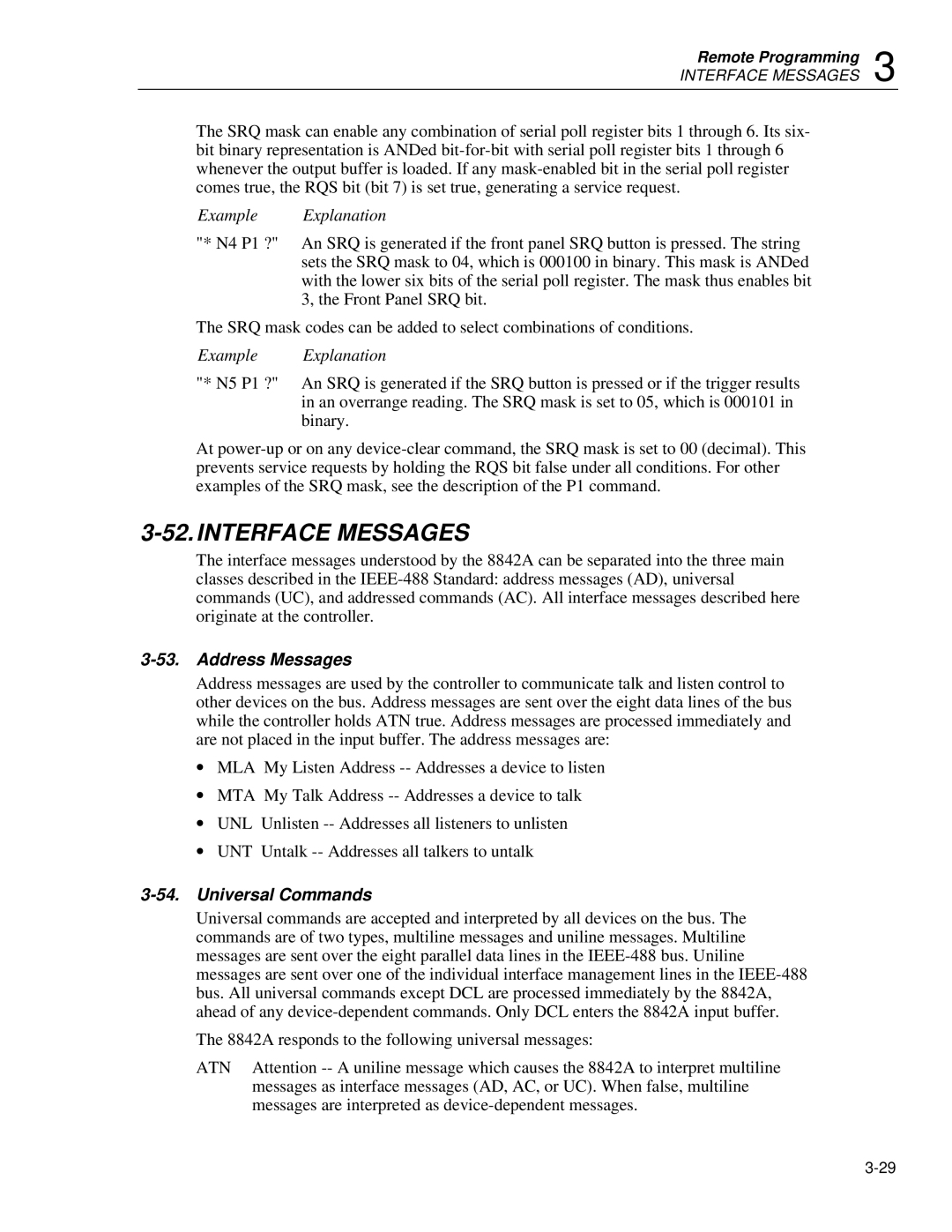 Fluke 8842a instruction manual Interface Messages, Address Messages, Universal Commands 