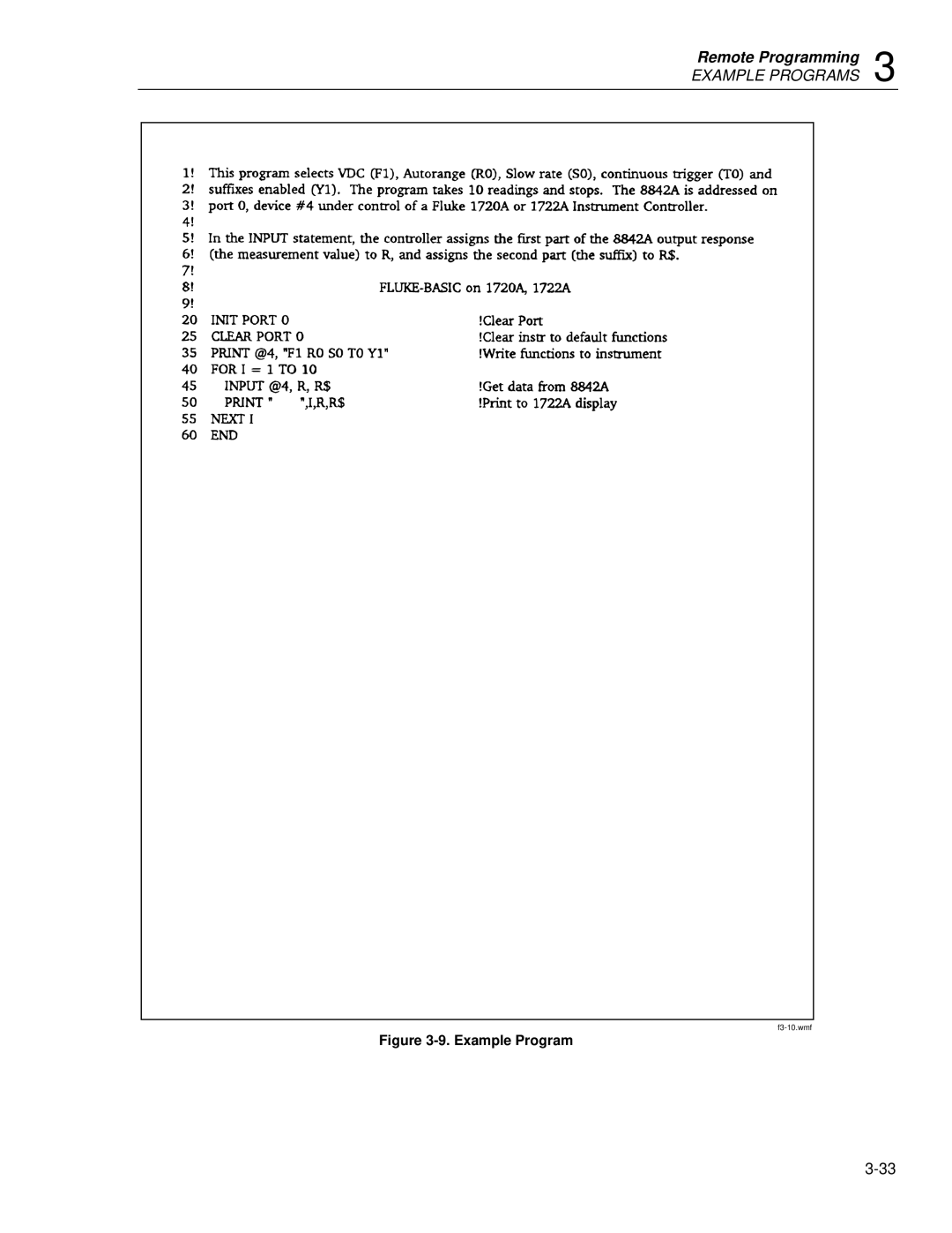 Fluke 8842a instruction manual Example Programs 