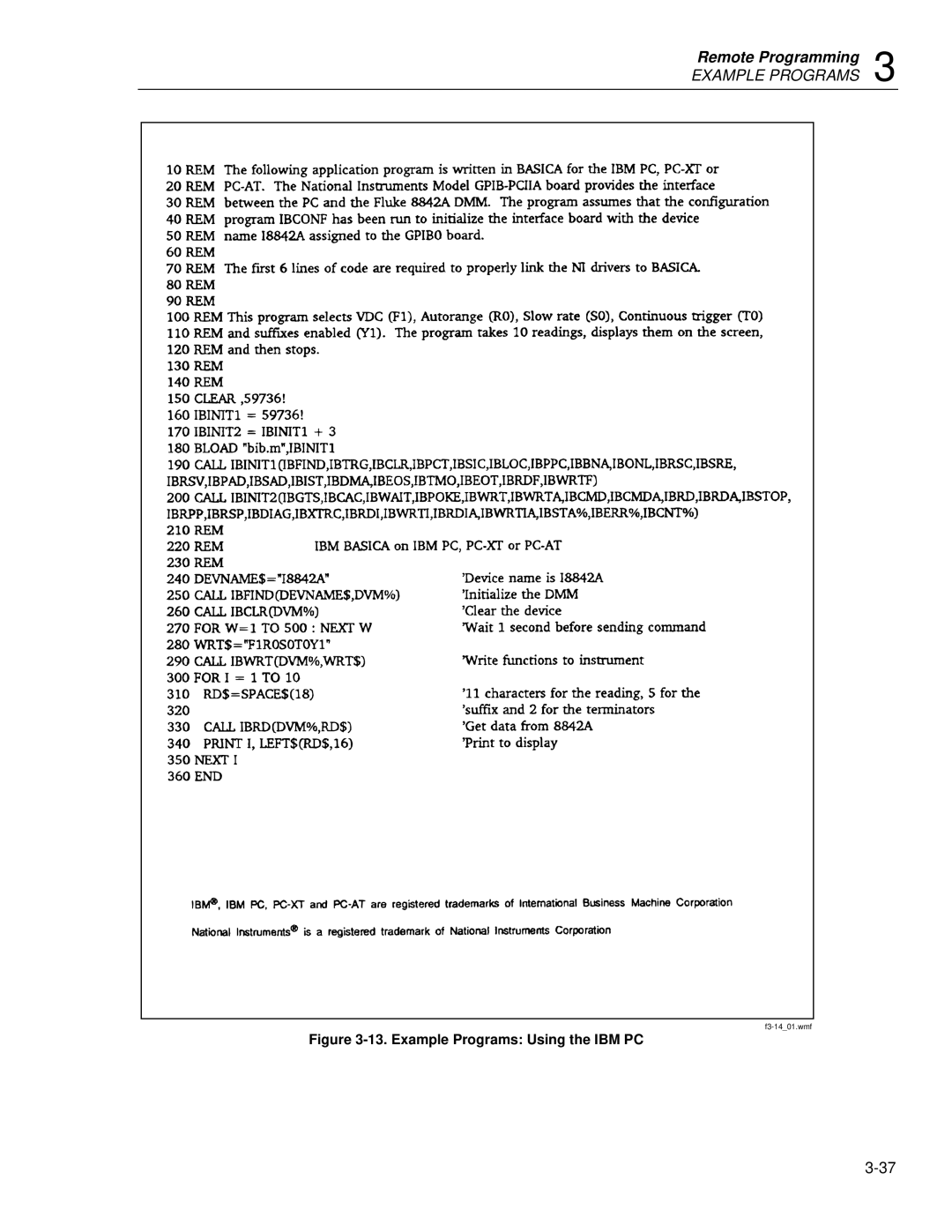 Fluke 8842a instruction manual Example Programs Using the IBM PC 