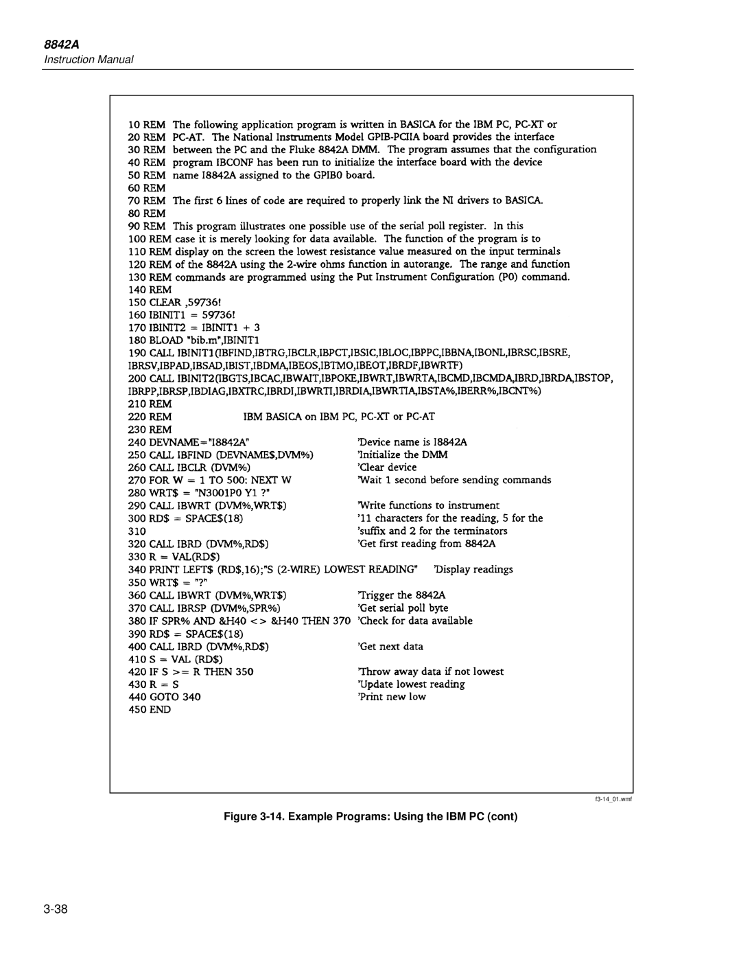 Fluke 8842a instruction manual Example Programs Using the IBM PC 