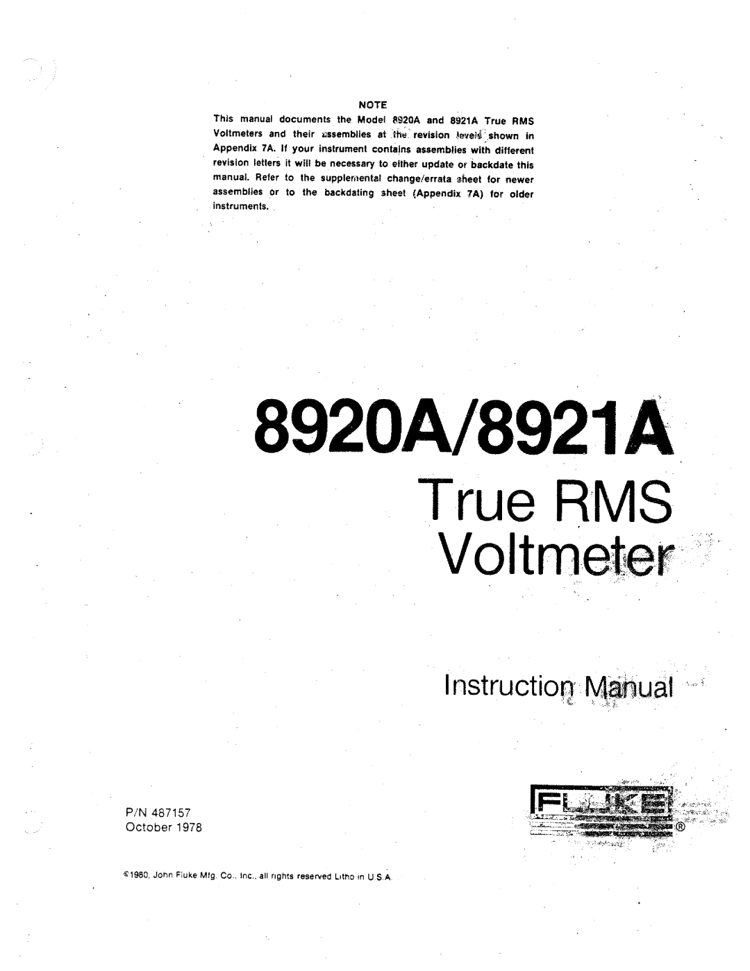 Fluke 8920A manual 