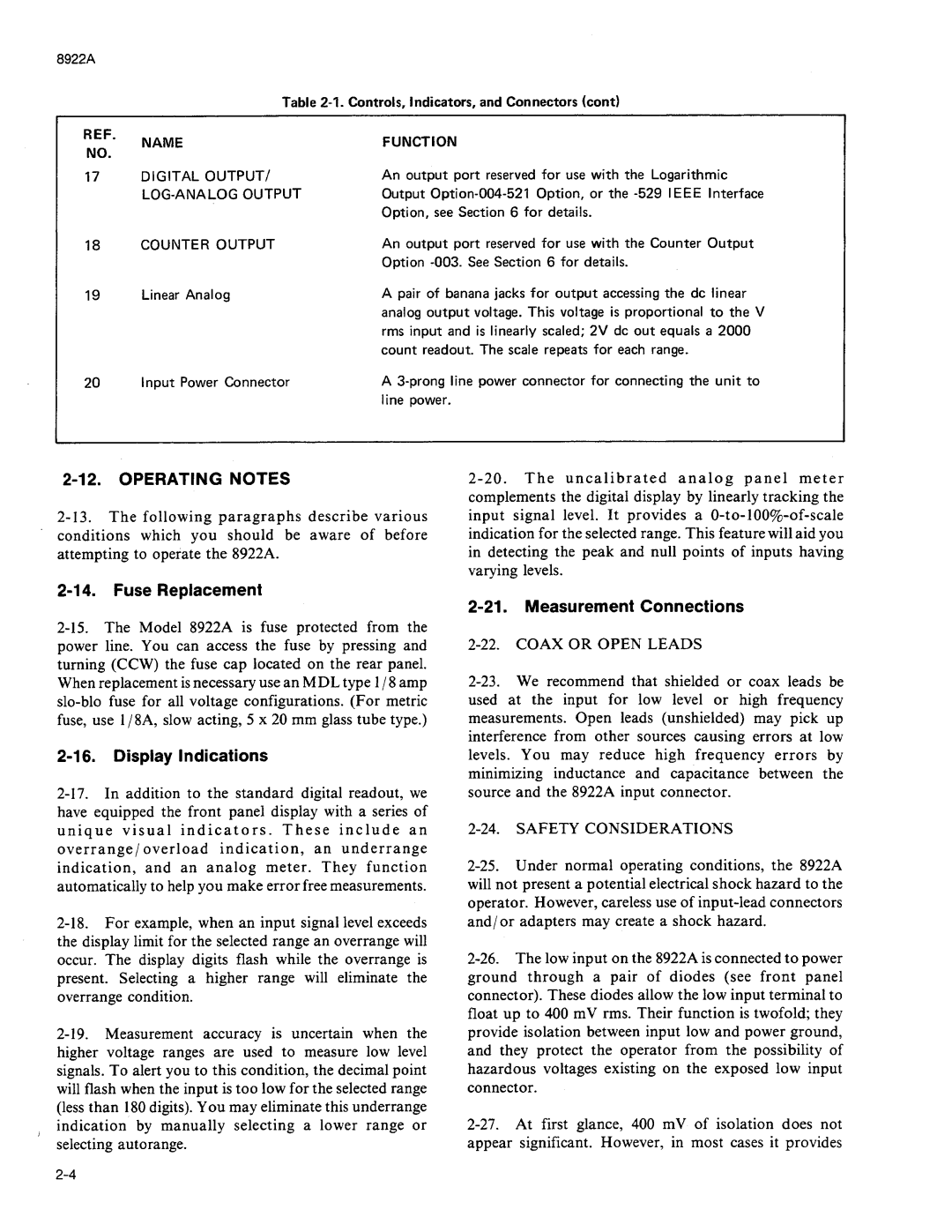 Fluke 8922A manual 