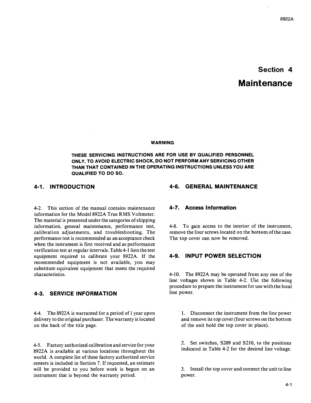 Fluke 8922A manual 